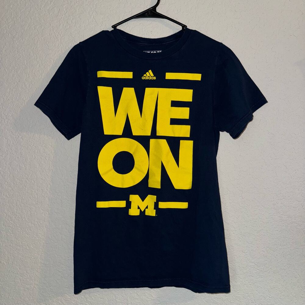 Adidas Michigan Wolverines 'We On' T-Shirt Small Unisex 100% Cotton Blue/Maize